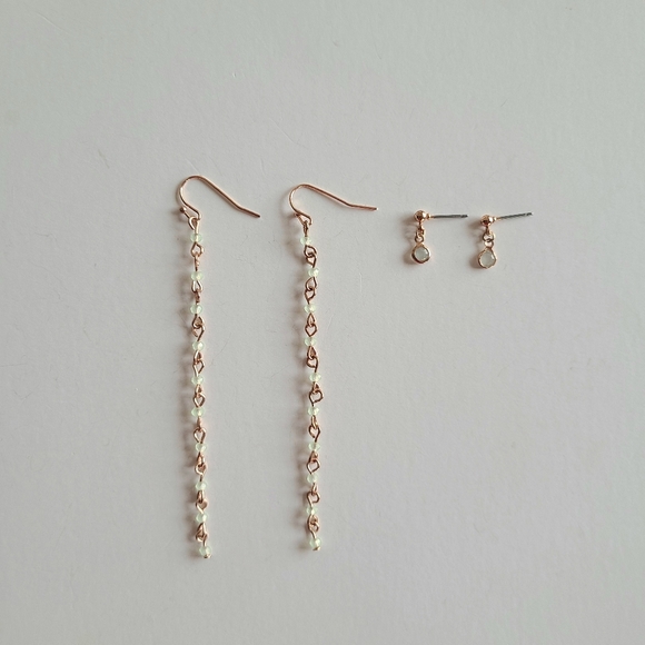 Rose Gold Glass Bead Earrings Set - Picture 1 of 7